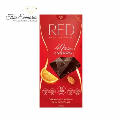 Темный Шоколад С Апельсином И Миндалем, 100 г, Red