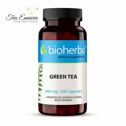 Зелен Чай, 340 мг, 100 Капсули, Bioherba