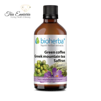 Teinture De Café Vert, Thé Mursal Et Safran, 100 ml, Bioherba