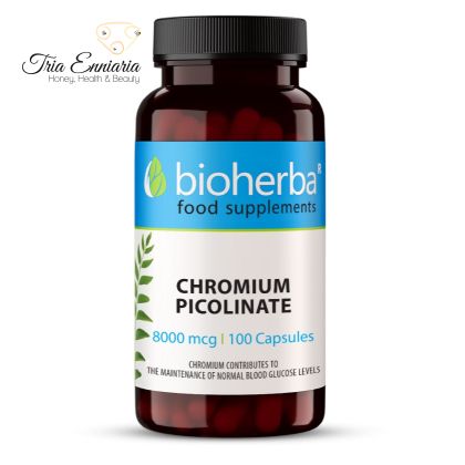 Picolinato De Cromo, 8000 mcg, 100 Cápsulas, Bioherba