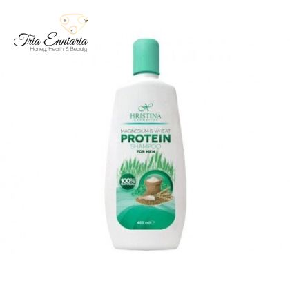 Shampooing pour hommes au magnésium et aux protéines de blé, 400 ml, Hristina