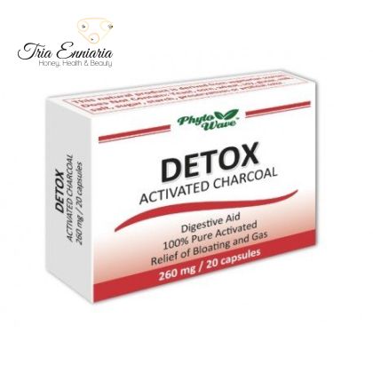 Detox Aktivkohle, 260 mg, 20 Kapseln, Phyto Wave