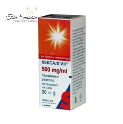 HEXALGINE - pour la douleur, les spasmes et la fièvre, 500 mg./ 20 ml.