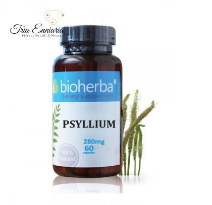 Cosse de psyllium, 280 mg, 60 gélules, Bioherba