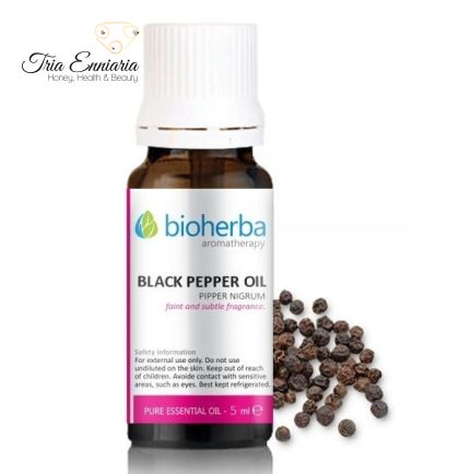 Poivre noir, huile essentielle pure, 5 ml, Bioherba