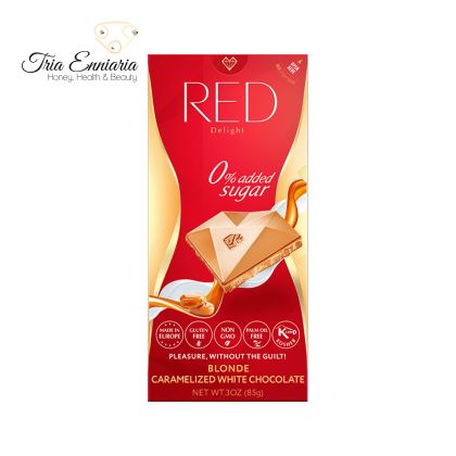 Caramelized White Chocolate Without Sugar, 85 g, Red