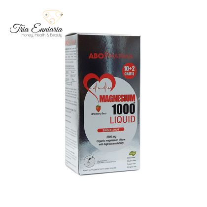 Magnesium 1000 Liquid mit Erdbeergeschmack, 12 Sticks x 200 mg, ABO Pharma
