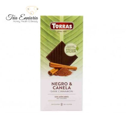 Μαύρη Σοκολάτα Με Κανέλα Και Στέβια, 125 g, Torras