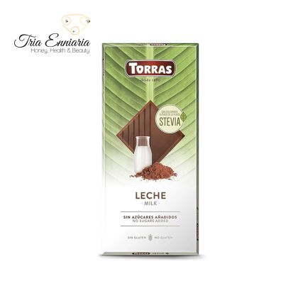 Cioccolato Al Latte Con Stevia, 100 g, Torras