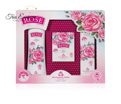 Coffret Rose Original, Shampoing 200 ml, Savon 100 g, Crème Mains 50 ml, Bulgarian Rose