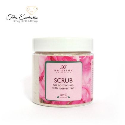 Scrub pentru ten normal cu extract de trandafir, 200 ml, Hristina