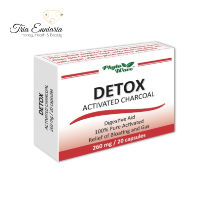 Detox Aktivkohle, 260 mg, 20 Kapseln, Phyto Wave