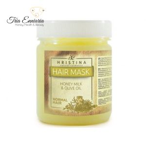 Masque pour cheveux normaux au lait de miel et à l'huile d'olive, 200 ml, Hristina