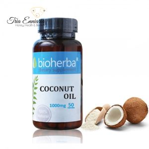 Olio di cocco, 1000 mg, 50 capsule molli, Bioherba