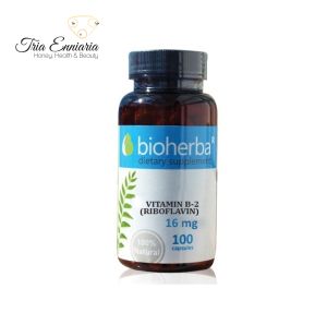 Vitamina B-2 (riboflavina), 16 mg, 100 capsule, Bioherba