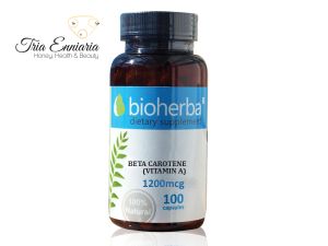 Beta-Carotin (Vitamin A), 1200 mcg, 100 Kapseln, Bioherba
