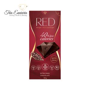 Chocolat Extra Noir Avec 60% De Cacao, 100 g, Rouge