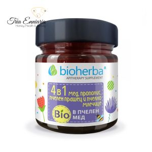 Bee Mix 4 en 1 Miel d'Abeille Bio, 280 g, Bioherba