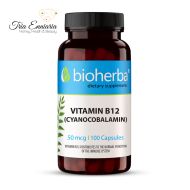 Vitamina B12 (Cianocobalamina), 50 mcg, 100 Cápsulas, Bioherba